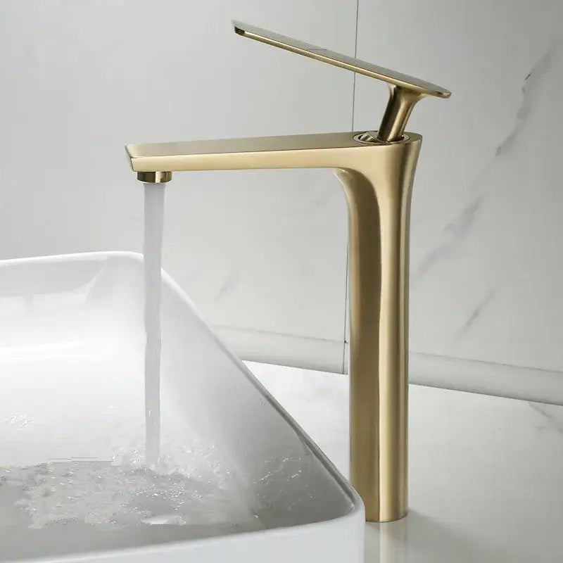 Modern minimalist brushed gold basin faucet bathroom sink mixer tap