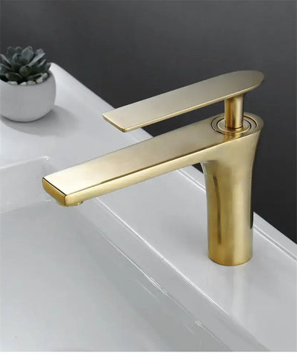 Modern minimalist brushed gold basin faucet bathroom sink mixer tap