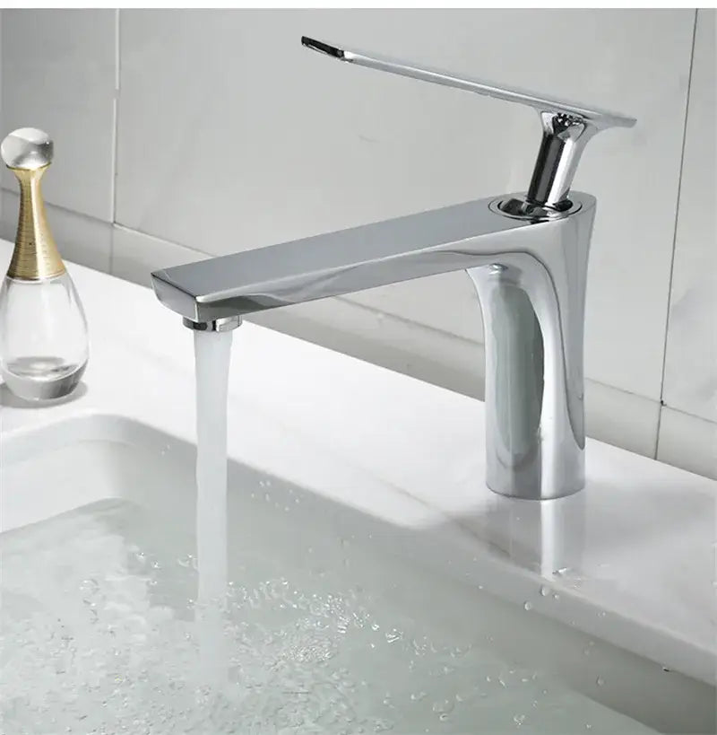 Modern minimalist brushed gold basin faucet bathroom sink mixer tap
