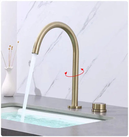 Modern minimalist brushed gold basin faucet bathroom sink tap