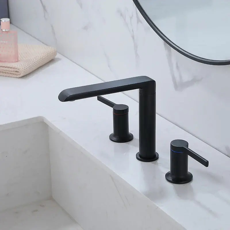 Modern minimalist brushed gold brass basin faucet bathroom fixture