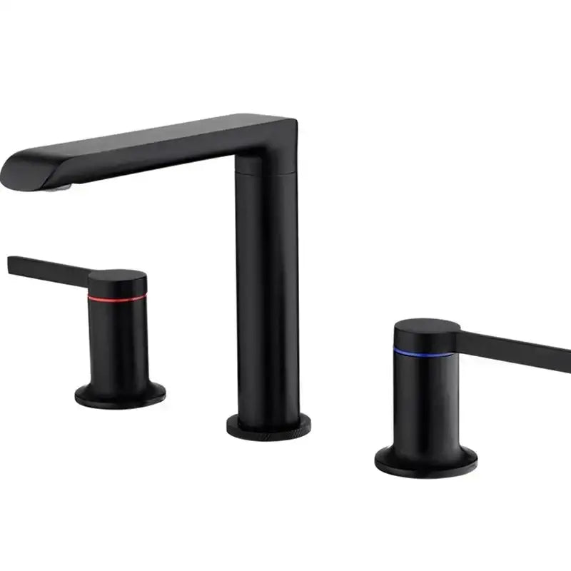 Modern minimalist brushed gold brass widespread bathroom faucet
