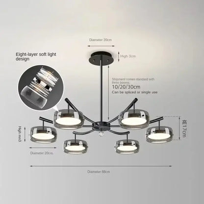 Modern minimalist chrome and glass dining pendant light