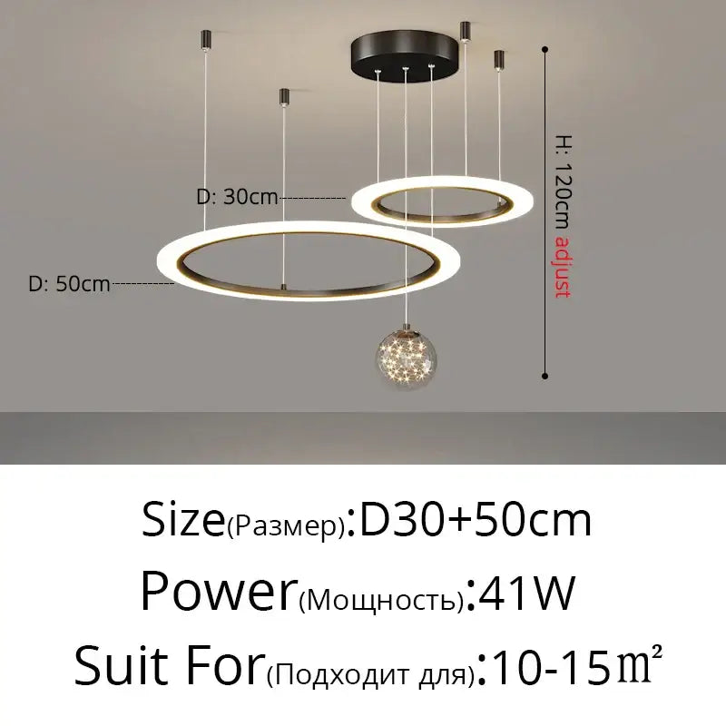 Modern minimalist circle ring pendant chandelier with crystal for living room