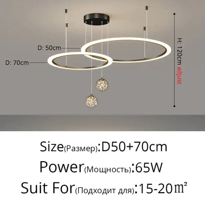 Modern minimalist circle ring pendant chandelier with crystal for living room
