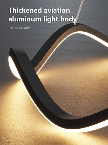 Modern minimalist circle wave led pendant chandelier dining room