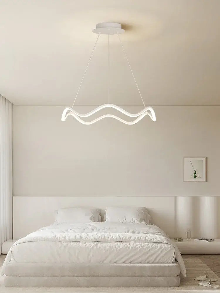 Modern minimalist circle wave led pendant chandelier dining room