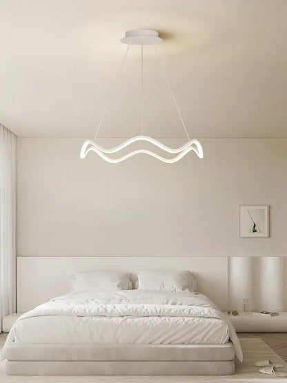 Modern minimalist circle wave led pendant chandelier dining room