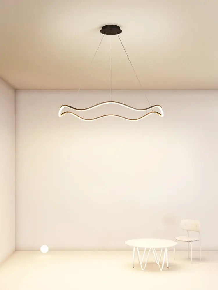 Modern minimalist circle wave led pendant chandelier dining room