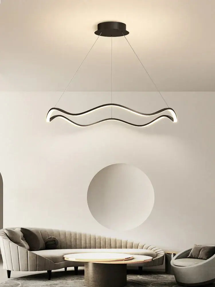 Modern minimalist circle wave led pendant chandelier dining room
