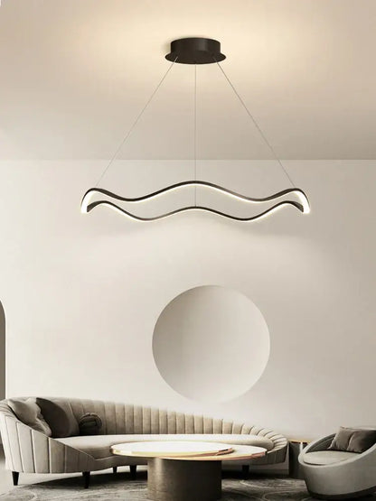 Modern minimalist circle wave led pendant chandelier dining room