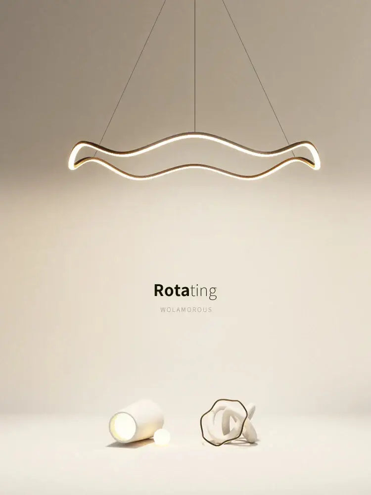 Modern minimalist circle wave led pendant chandelier dining room