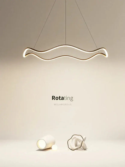 Modern minimalist circle wave led pendant chandelier dining room