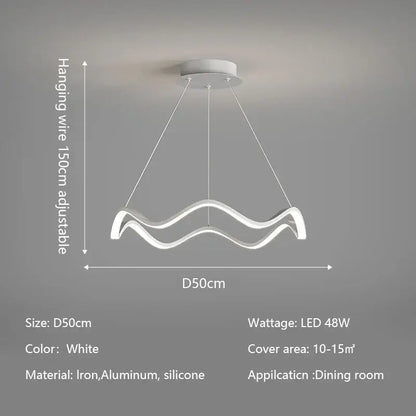 Modern minimalist circle wave led pendant chandelier dining room