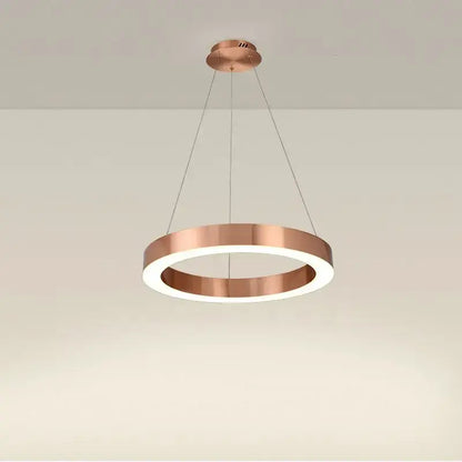 Modern minimalist circular gold ring pendant light for dining room