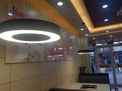Modern minimalist circular gold ring pendant light for dining room