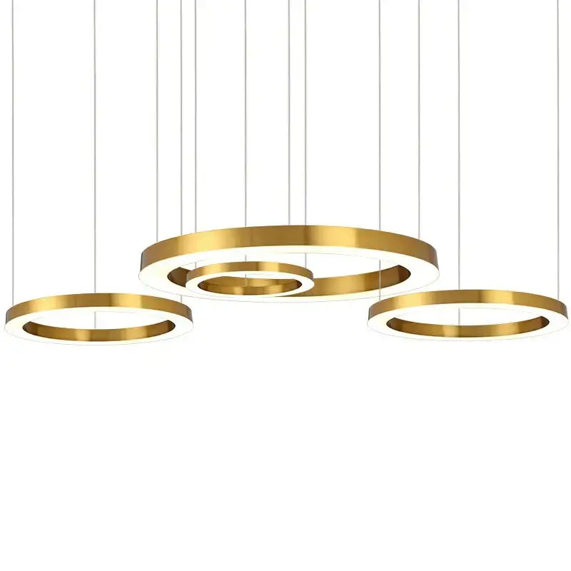 Modern minimalist circular gold ring pendant light for dining room