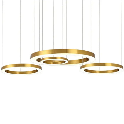 Modern minimalist circular gold ring pendant light for dining room