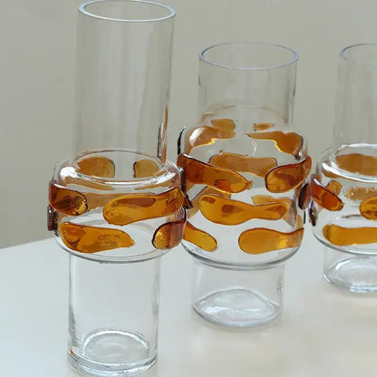 Modern minimalist clear & amber glass vase bubble living room decor