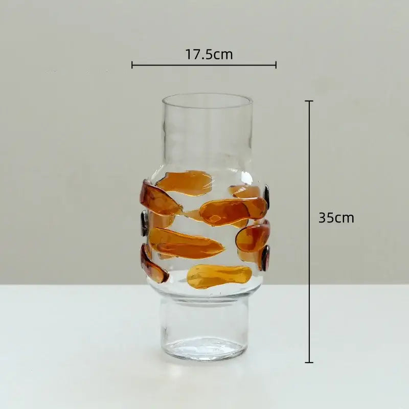 Modern minimalist clear & amber glass vase bubble living room decor