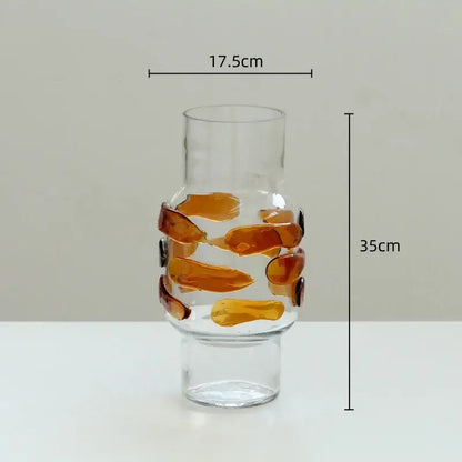 Modern minimalist clear & amber glass vase bubble living room decor