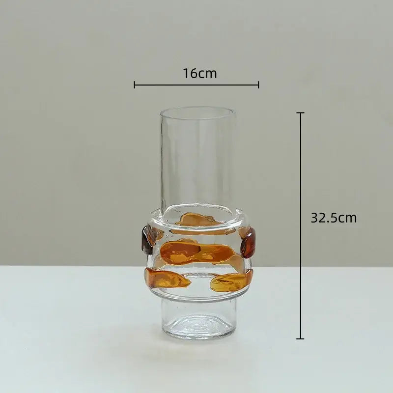 Modern minimalist clear & amber glass vase bubble living room decor