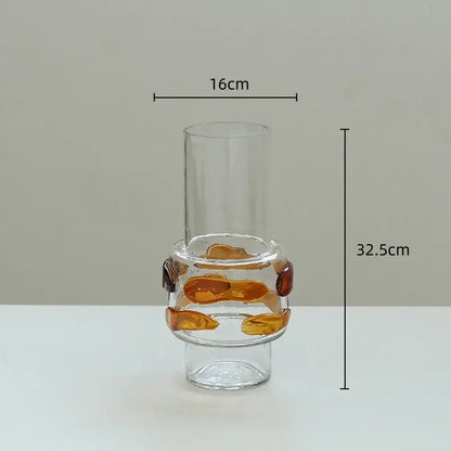 Modern minimalist clear & amber glass vase bubble living room decor