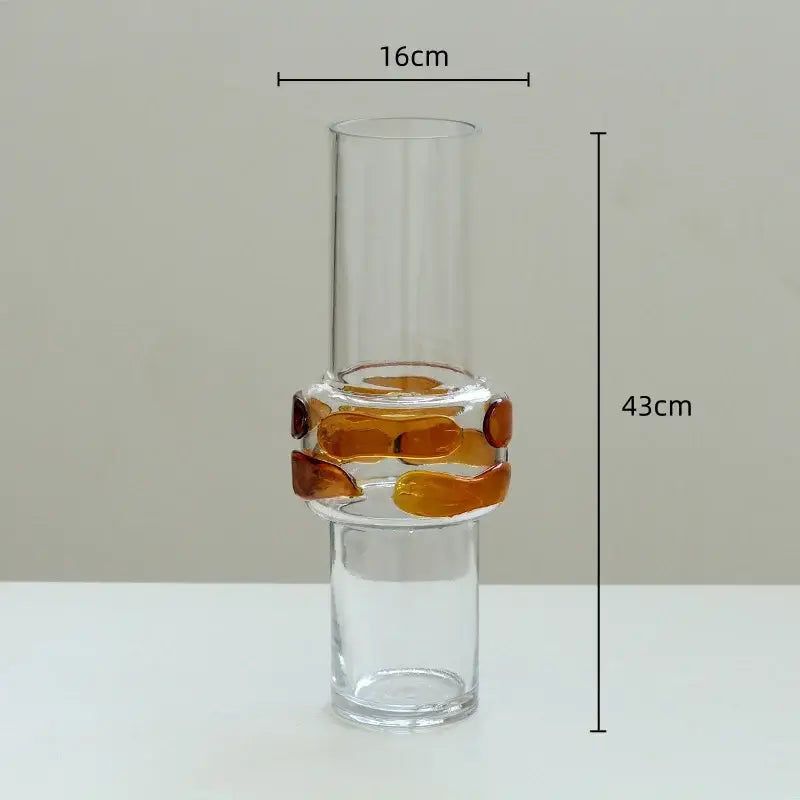 Modern minimalist clear & amber glass vase bubble living room decor