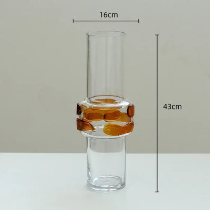 Modern minimalist clear & amber glass vase bubble living room decor