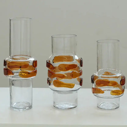 Modern minimalist clear & amber glass vase bubble living room decor
