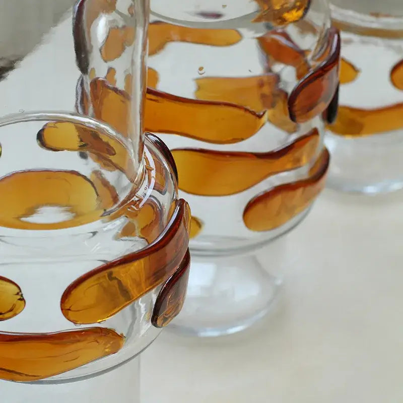 Modern minimalist clear & amber glass vase bubble living room decor