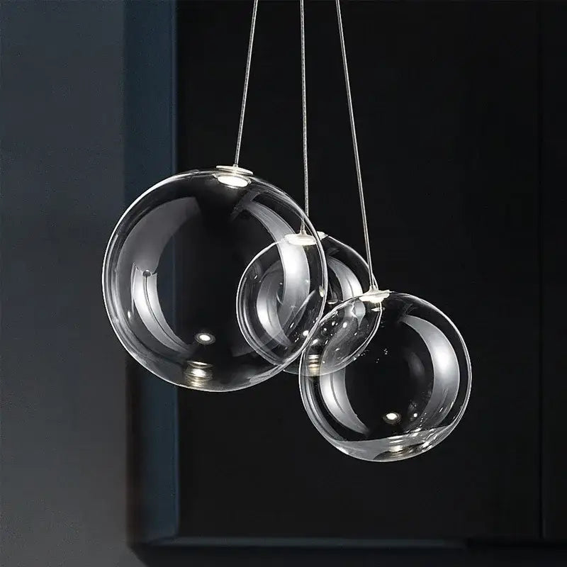 Modern minimalist clear glass ball pendant lamp kitchen hanging light
