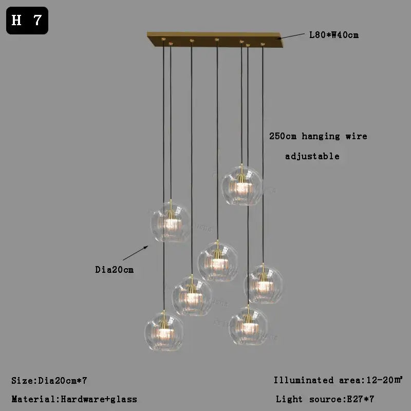 Modern minimalist clear glass ball pendant light for dining room