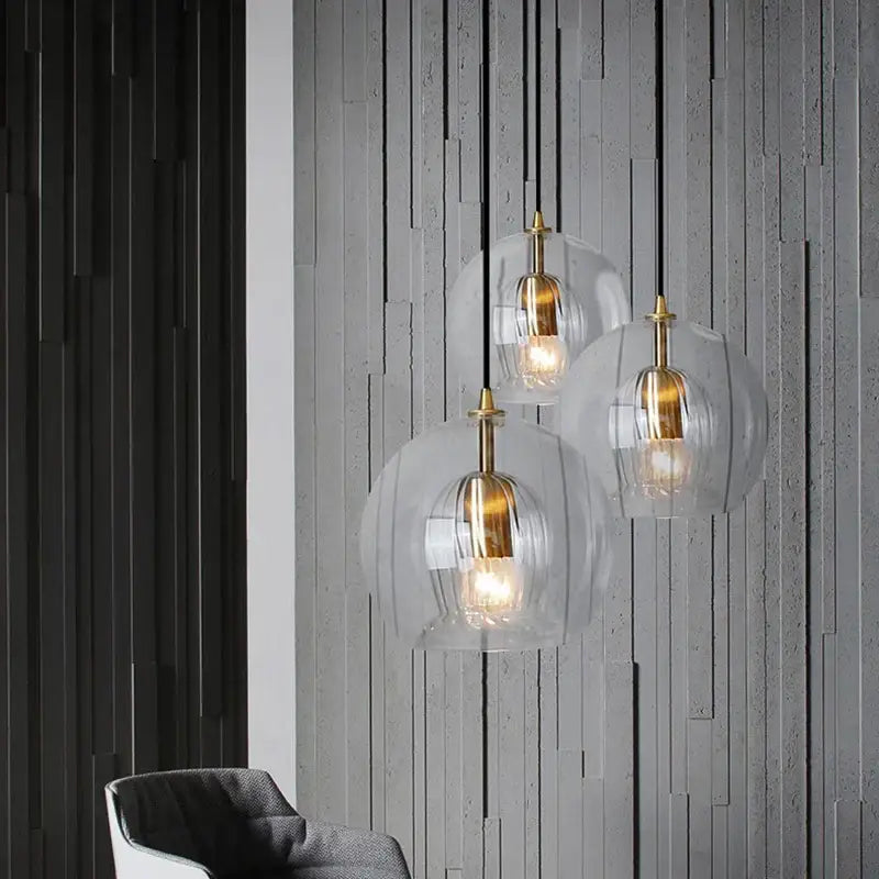 Modern minimalist clear glass ball pendant light for dining room