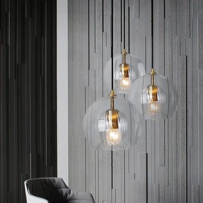 Modern minimalist clear glass ball pendant light for dining room