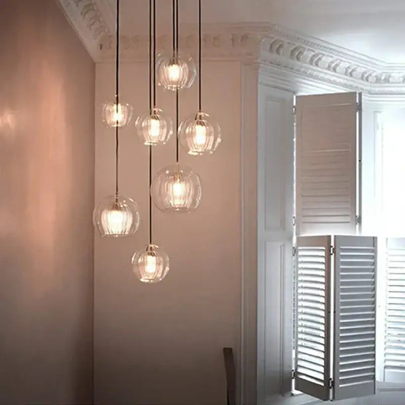 Modern minimalist clear glass ball pendant light for dining room
