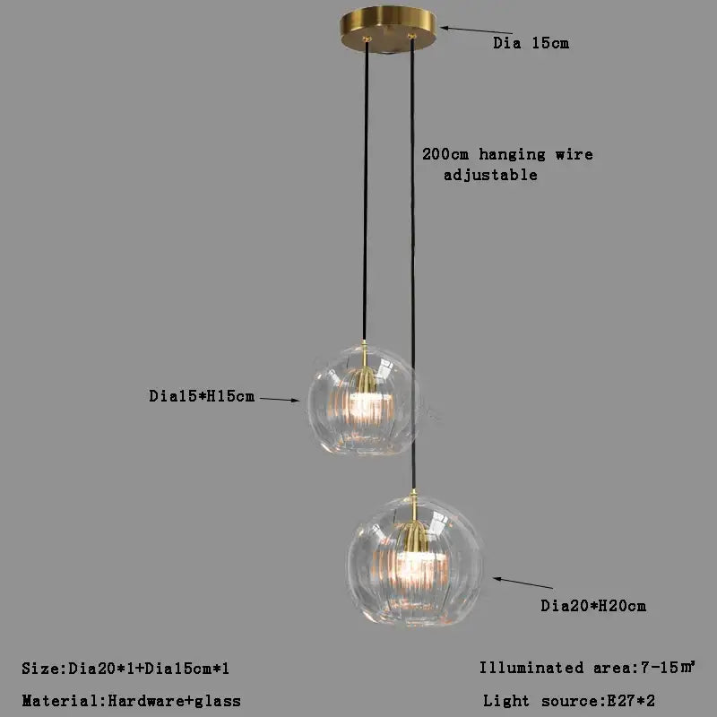 Modern minimalist clear glass ball pendant light for dining room