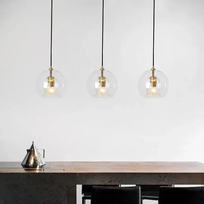 Modern minimalist clear glass ball pendant light for dining room