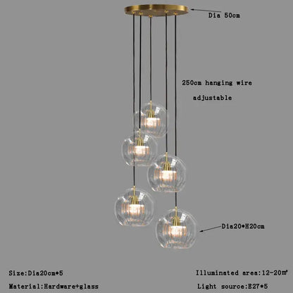 Modern minimalist clear glass ball pendant light for dining room