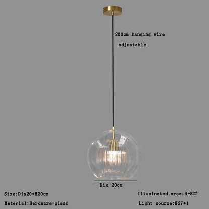 Modern minimalist clear glass ball pendant light for dining room