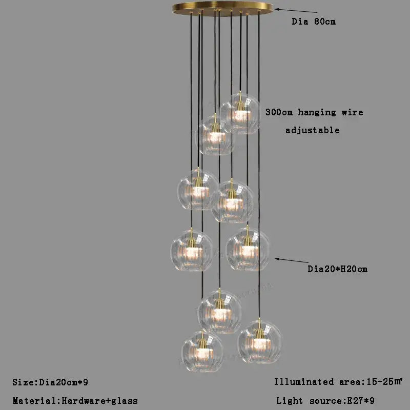Modern minimalist clear glass ball pendant light for dining room