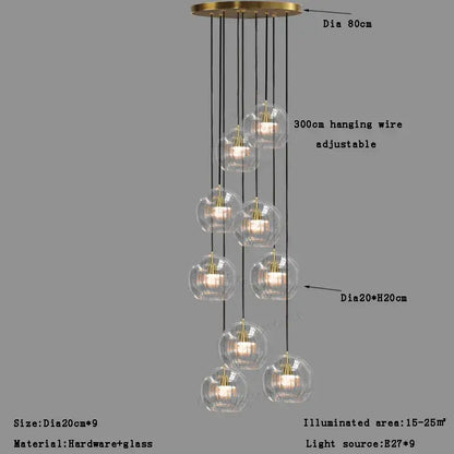 Modern minimalist clear glass ball pendant light for dining room