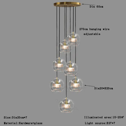 Modern minimalist clear glass ball pendant light for dining room