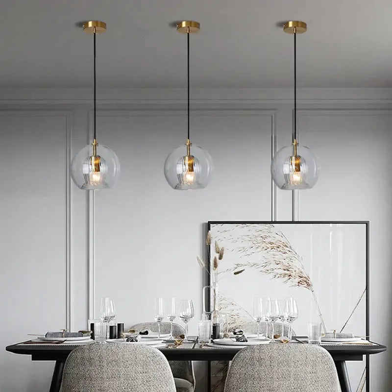 Modern minimalist clear glass ball pendant light for dining room