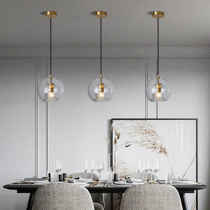 Modern minimalist clear glass ball pendant light for dining room