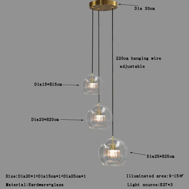 Modern minimalist clear glass ball pendant light for dining room