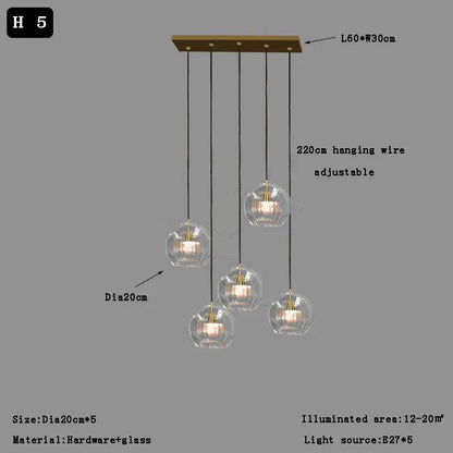 Modern minimalist clear glass ball pendant light for dining room