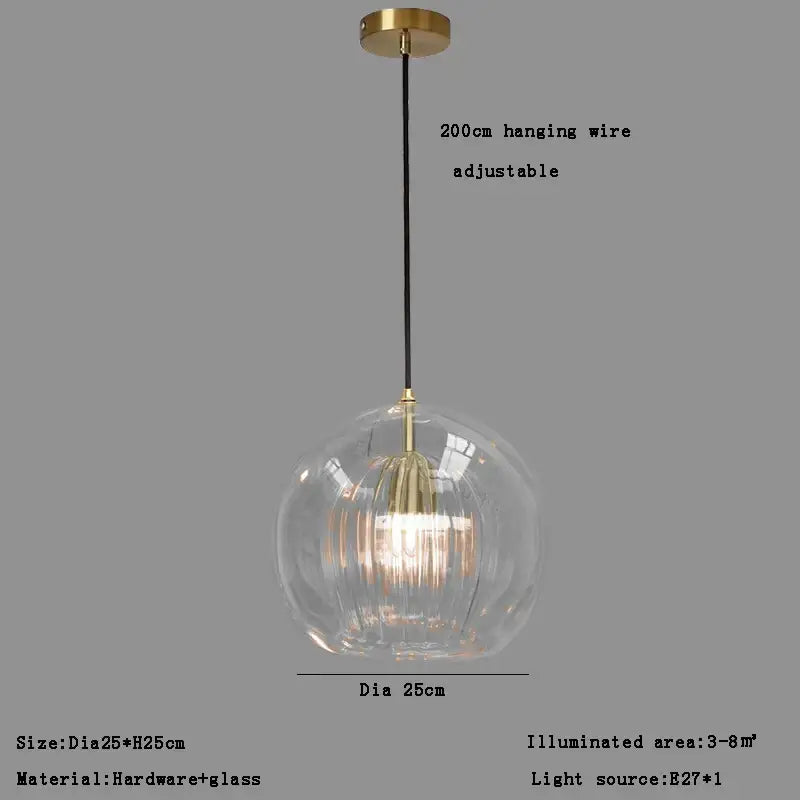 Modern minimalist clear glass ball pendant light for dining room