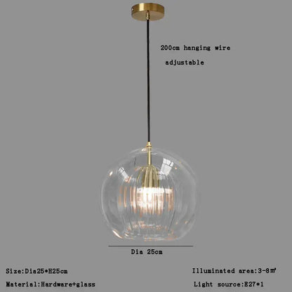 Modern minimalist clear glass ball pendant light for dining room