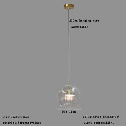 Modern minimalist clear glass ball pendant light for dining room